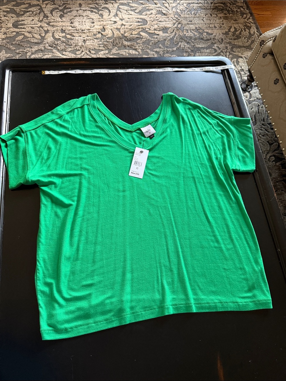 Cabi field tee, reversable. Bright Green V-Neck Tee